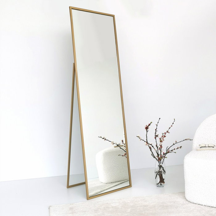Hanah Home Espejo Cheval Dorado con Estantes